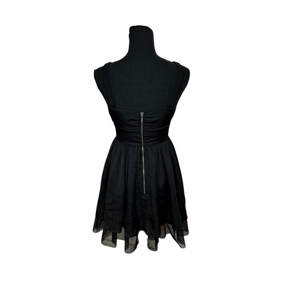 FEMME by DKNY Jeans Black Embellished Waist Satin Mini Dress Size Medium - Picture 6 of 13